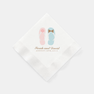 Servilleta De Papel Su y su Flip Flops Beach Wedding