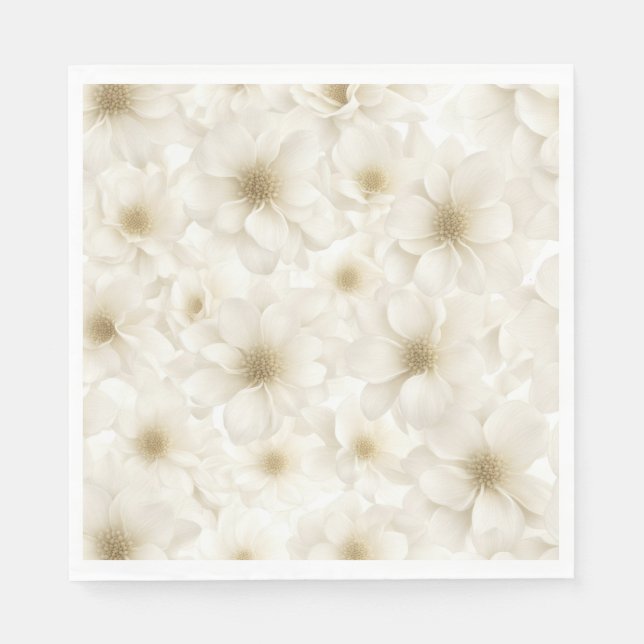 Servilleta De Papel Suave Floral Abstracto de Marfil (Anverso)