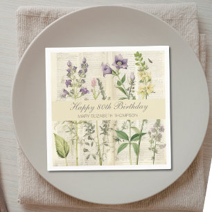 Servilleta De Papel Suave Floral Botánica Vintaqe Flor Silvestre Cumpl