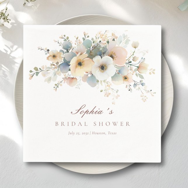 Servilleta De Papel Suave florecimiento Elegante ducha de novia (Soft Bloom Elegant Bridal Shower Napkins)