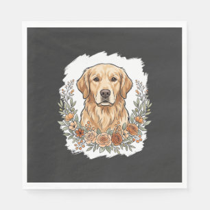 Servilleta De Papel Sublimación de Retriever Dorado Floral