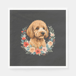 Servilleta De Papel Sublimación Redonda de Perro Floral