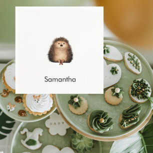 Servilleta De Papel Sublimación verde Woodland Hedgehog Baby Shower