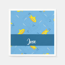 Servilleta De Papel Submarino amarillo y pescado azul
