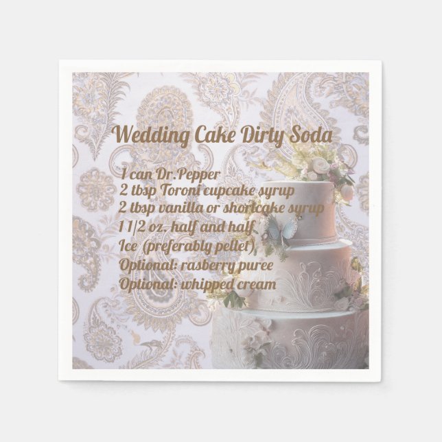 Servilleta De Papel Sucio Boda Soda Cake Napkin (Anverso)