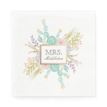 Suculenta acuarela de Bouquet | Nombre personaliza