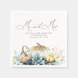 Servilleta De Papel Suculentas Calabazas de Oro Boda Caída