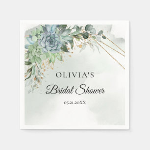 Servilleta De Papel Sucúlentas modernas eucalipto dorado baby shower n