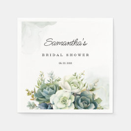 Servilleta De Papel Suculentas, rosas y vegetación Ducha de Novias