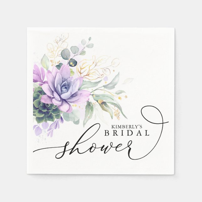 Servilleta De Papel Suculentas Verde Elegante Ducha Nupcial / Bebe (Anverso)