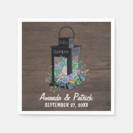 Servilleta De Papel Suculento País Rústico Lantern Bodas Napkins
