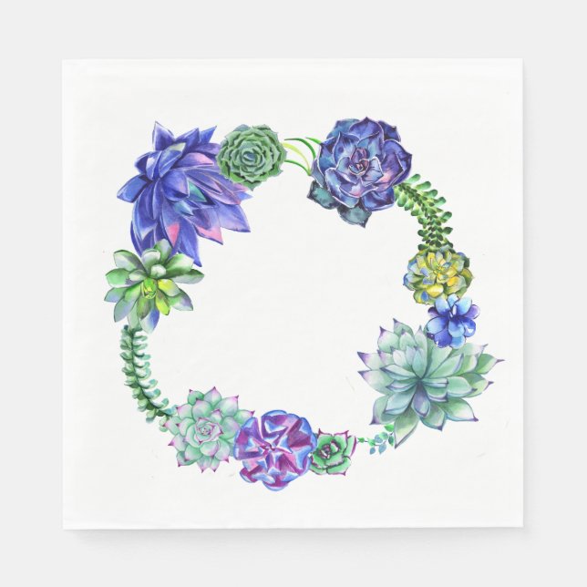 Servilleta De Papel Suculento Wreath Napkin (Anverso)