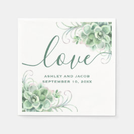 Servilleta De Papel Suculentos acuarelas. Boda de cactus florales