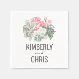 Servilleta De Papel Suculentos y Boda de Bouquet Floral Rosa