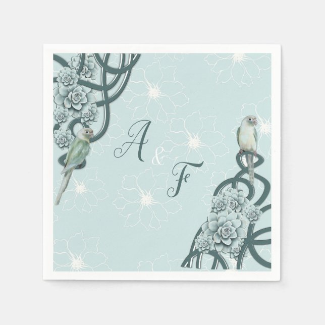 Servilleta De Papel Sucultores Verdes De Pino Azul De Mint (Anverso)