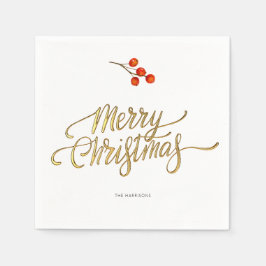 Servilleta De Papel Sucursal Mínima de Navidades Faux Relieve metaliza