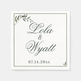 Servilleta De Papel Sucursal salvaje Fern Green Elegant Wedding