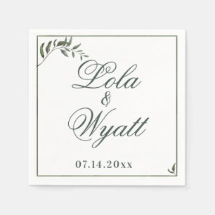 Servilleta De Papel Sucursal salvaje Fern Green Elegant Wedding