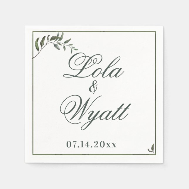 Servilleta De Papel Sucursal salvaje Fern Green Elegant Wedding (Anverso)