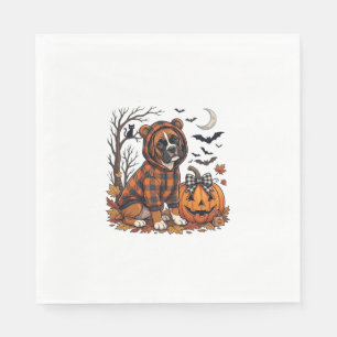 Servilleta De Papel Sudadera de cuadros con perro boxer, calabaza de H