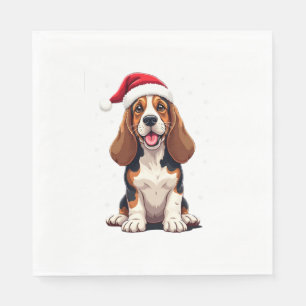 Servilleta De Papel Sudadera sin mangas de Basset Hound Navidad
