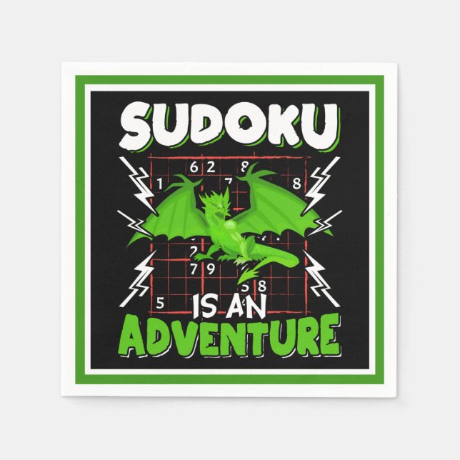 Servilleta De Papel Sudoku es un amante del rompecabezas aventurero (Anverso)
