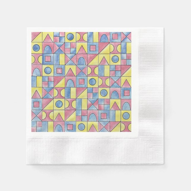 Servilleta De Papel Sudoku Un Arte Geométrico Bauhaus Moderno (Anverso)