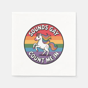 Servilleta De Papel Suena Gay Cuenta Conmigo Bandera de Arcoíris Unico