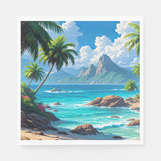 Servilleta De Papel Sueña, paraíso tropical, (Anverso)
