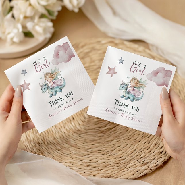 Servilleta De Papel Sueño de Cuento de Hadas Dragón Rosa Fiesta de Beb (Subido por el creador)
