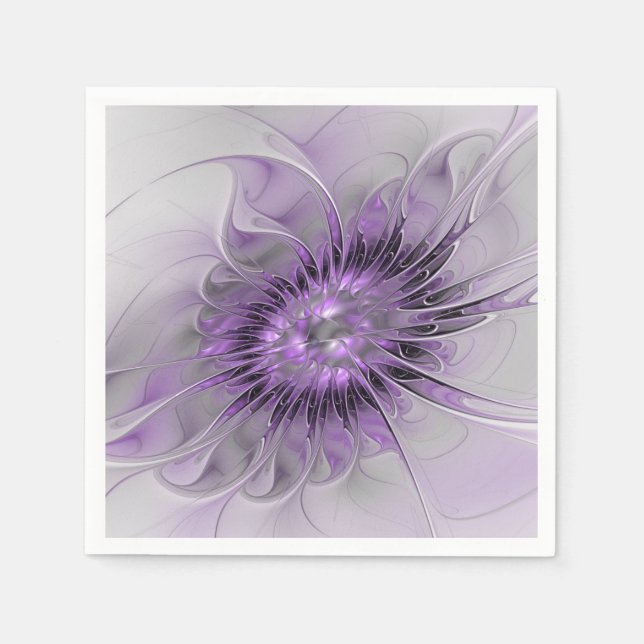 Servilleta De Papel Sueño de Flor de Lavanda Arte Fractal Abstracto Mo (Anverso)