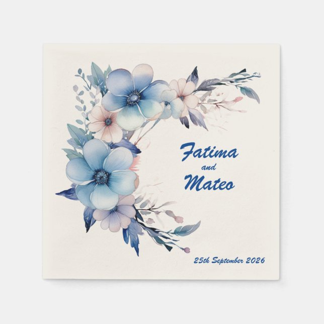 Servilleta De Papel Sueños de azul: servilletas Bodas personalizadas (Anverso)