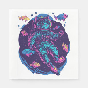 Servilleta De Papel Sueños de gato espacial � Gato de galaxia divertid