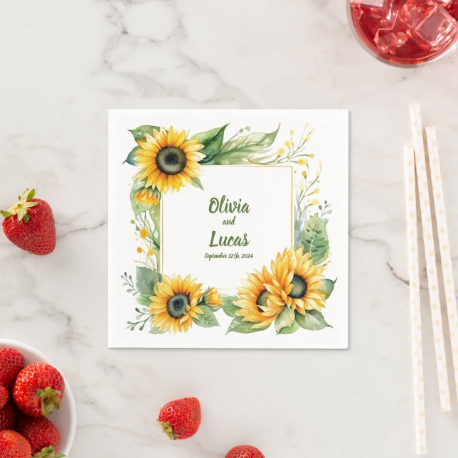 Servilleta De Papel Sueños de girasol: servilletas Bodas personalizada (In situ)