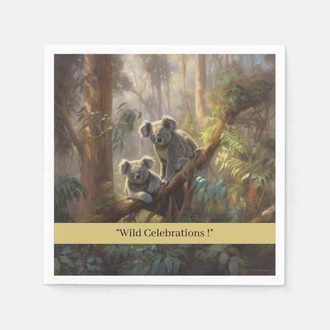 Servilleta De Papel Sueños del bosque Koala, personalizado (Anverso)