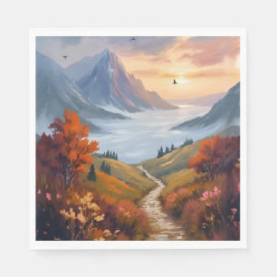 Servilleta De Papel Sueños Diurnos de Otoño Paisaje de Montaña de Ot