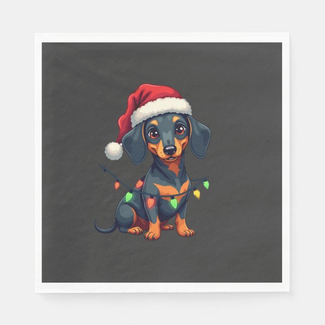Servilleta De Papel Suéter de Navidad de árbol de perros Dachshund reg (Anverso)