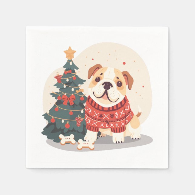 Servilleta De Papel Suéter de Navidad para Bulldog Inglés (Anverso)