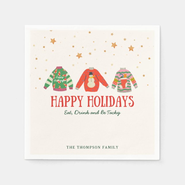Servilleta De Papel Suéter fea, servilletas de fiesta navideña (Anverso)