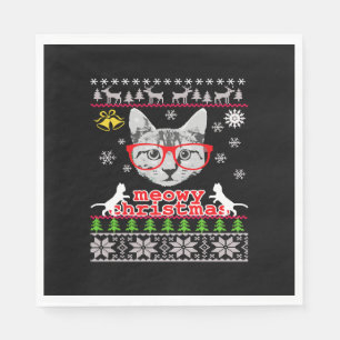 Servilleta De Papel Suéter feo de Navidad divertido de gato Meowy Cat 