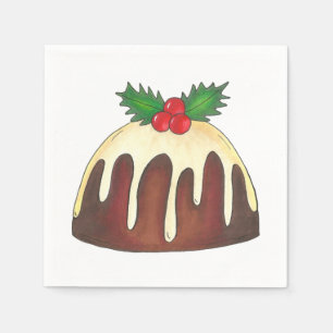 Servilleta De Papel Sugar Plum Pudding Holly Navidades Festividades br