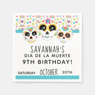 Servilleta De Papel Sugar Skull Dia de La Muerte Halloween Cumpleaños