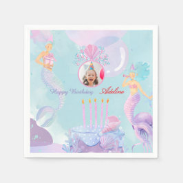 Servilleta De Papel ¡Sumérgete en una Fiesta de Cumpleaños de Sirena!