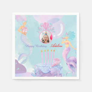 Servilleta De Papel ¡Sumérgete en una Fiesta de Cumpleaños de Sirena!