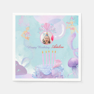 Servilleta De Papel ¡Sumérgete en una Fiesta de Cumpleaños de Sirena!