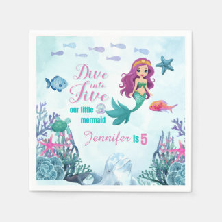Servilleta De Papel Sumergirse en cinco Chicas morados de sirena