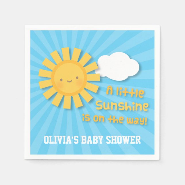 Servilleta De Papel Suministros Baby Shower Cute Little Sunshine (Anverso)