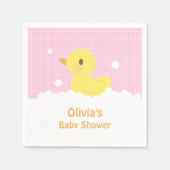 Servilleta De Papel Suministros de fiesta de baby shower de patito de  (Anverso)