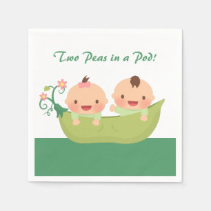 Servilleta De Papel Suministros para Baby Shower de Gemelos 'Guisantes