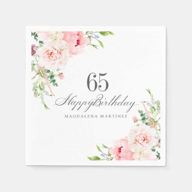 Servilleta De Papel Suministros para fiesta de cumpleaños 65 años pers (Anverso)